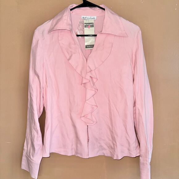 Dressbarn Pink Ruffled Long Sleeve Blouse - Size Small NWT - Picture 1 of 8